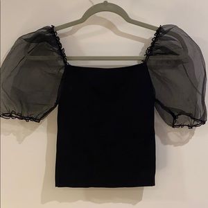 Zara | Black Puffer Shoulder Blouse